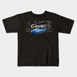 eg6 power Classic JDM Spoon hatch Captiva Blue te37 Kids T-Shirt